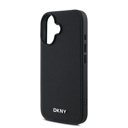 iPhone 16 Plus Kılıf DKNY Orijinal Lisanslı M-safe Şarj Özellikli Metal Logolu PU Deri Grained Kılıf