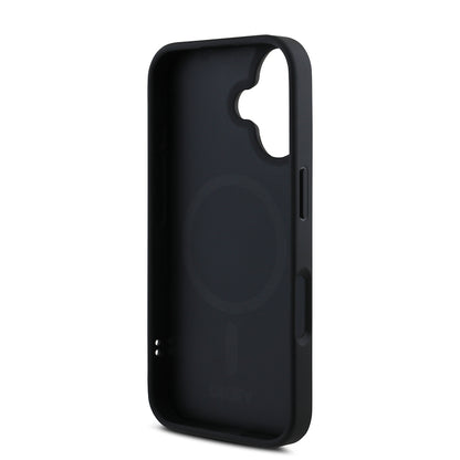 iPhone 16 Plus Kılıf DKNY Orjinal Lisanslı M-safe Şarj Özellikli Metal Logolu PU Deri Grained Kılıf