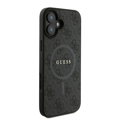 iPhone 16 Plus Kılıf Guess Orijinal Lisanslı M-safe Şarj Özellikli PU Deri Bilek Askı İpli Yazı Logolu Kılıf