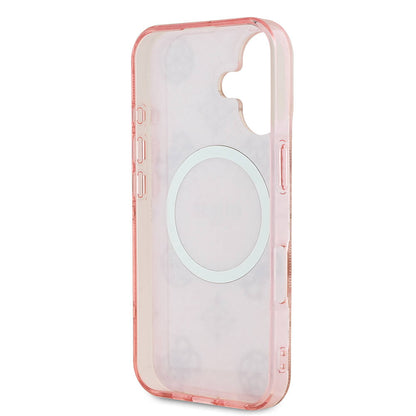 iPhone 16 Plus Kılıf Guess Orijinal Lisanslı M-safe Şarj Özellikli 4G Desenli IML Yazı Logolu Peony Kılıf