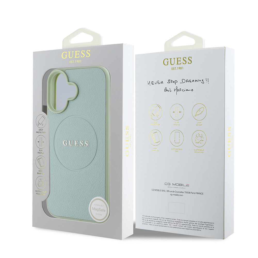 iPhone 16 Plus Kılıf Guess Orijinal Lisanslı M-safe Şarj Özellikli Yazı Logolu Grained Kılıf