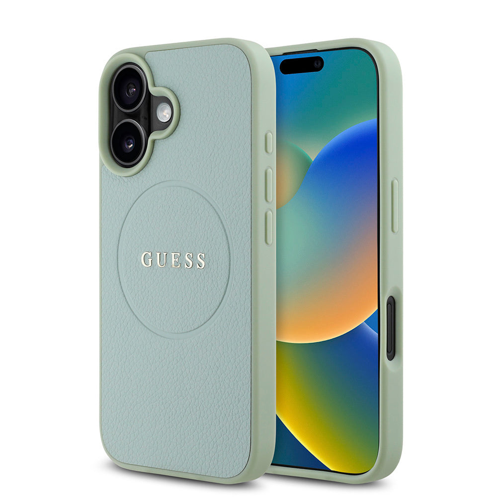 iPhone 16 Plus Kılıf Guess Orijinal Lisanslı M-safe Şarj Özellikli Yazı Logolu Grained Kılıf