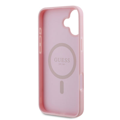 iPhone 16 Plus Kılıf Guess Orijinal Lisanslı M-safe Şarj Özellikli Yazı Logolu Grained Kılıf