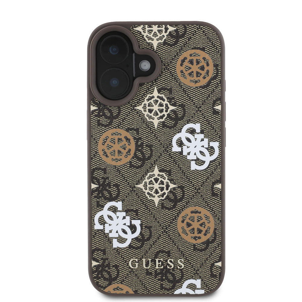iPhone 16 Plus Kılıf Guess Orijinal Lisanslı M-safe Şarj Özellikli 4G Desenli Yazı Logolu Peony Kılıf