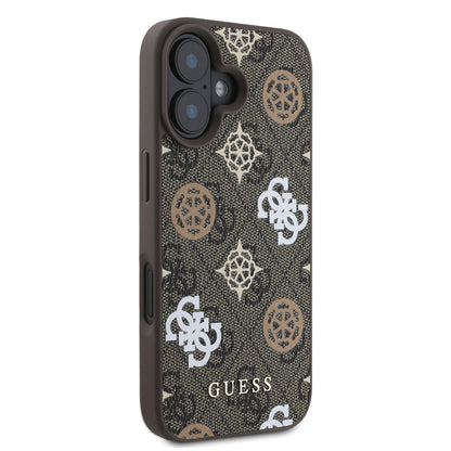 iPhone 16 Plus Kılıf Guess Orijinal Lisanslı M-safe Şarj Özellikli 4G Desenli Yazı Logolu Peony Kılıf