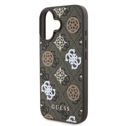 iPhone 16 Plus Kılıf Guess Orijinal Lisanslı M-safe Şarj Özellikli 4G Desenli Yazı Logolu Peony Kılıf