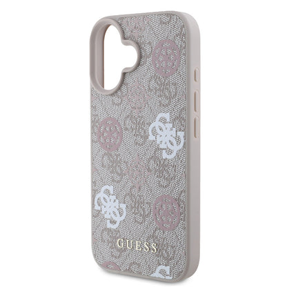 iPhone 16 Plus Kılıf Guess Orijinal Lisanslı M-safe Şarj Özellikli 4G Desenli Yazı Logolu Peony Kılıf