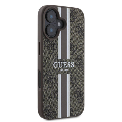 iPhone 16 Plus Kılıf Guess Orijinal Lisanslı M-safe Şarj Özellikli 4G Şerit Tasarımlı Printed Kılıf