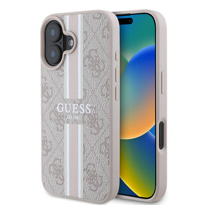 iPhone 16 Plus Kılıf Guess Orijinal Lisanslı M-safe Şarj Özellikli 4G Şerit Tasarımlı Printed Kılıf