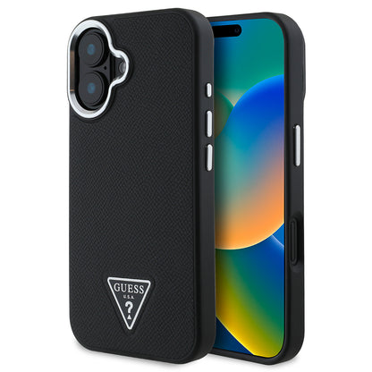 iPhone 16 Plus Kılıf Guess Orijinal Lisanslı M-safe Şarj Özellikli Grained Triangle Kılıf