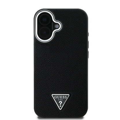 iPhone 16 Plus Kılıf Guess Orijinal Lisanslı M-safe Şarj Özellikli Grained Triangle Kılıf