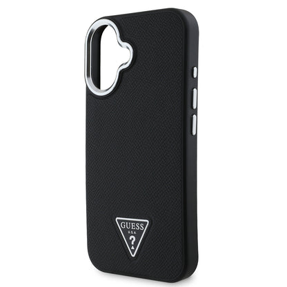 iPhone 16 Plus Kılıf Guess Orijinal Lisanslı M-safe Şarj Özellikli Grained Triangle Kılıf