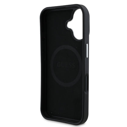 iPhone 16 Plus Kılıf Guess Orijinal Lisanslı M-safe Şarj Özellikli Grained Triangle Kılıf