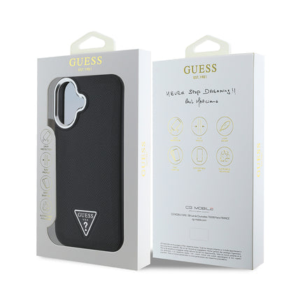 iPhone 16 Plus Kılıf Guess Orijinal Lisanslı M-safe Şarj Özellikli Grained Triangle Kılıf