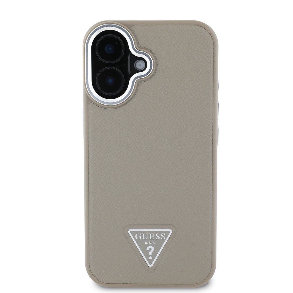iPhone 16 Plus Kılıf Guess Orijinal Lisanslı M-safe Şarj Özellikli Grained Triangle Kılıf