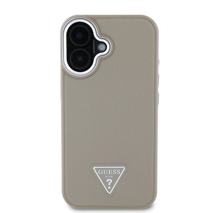 iPhone 16 Plus Kılıf Guess Orijinal Lisanslı M-safe Şarj Özellikli Grained Triangle Kılıf
