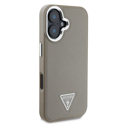 iPhone 16 Plus Kılıf Guess Orijinal Lisanslı M-safe Şarj Özellikli Grained Triangle Kılıf