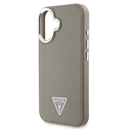 iPhone 16 Plus Kılıf Guess Orijinal Lisanslı M-safe Şarj Özellikli Grained Triangle Kılıf