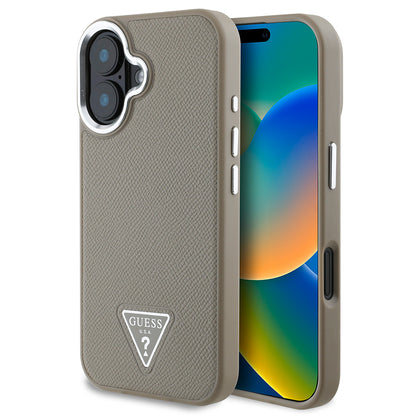 iPhone 16 Plus Kılıf Guess Orijinal Lisanslı M-safe Şarj Özellikli Grained Triangle Kılıf