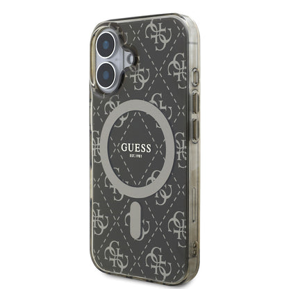 iPhone 16 Plus Kılıf Guess Orijinal Lisanslı M-safe Şarj Özellikli IML Baskılı Klasik Logolu 4G Desenli Kılıf
