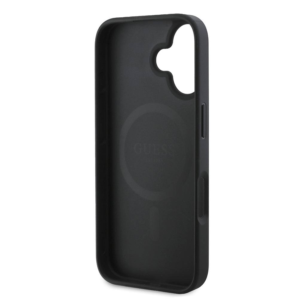 iPhone 16 Plus Kılıf Guess Orijinal Lisanslı M-safe Şarj Özellikli PU Üçgen Logo 4G Desenli Kılıf
