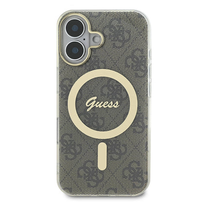 iPhone 16 Plus Kılıf Guess Orijinal Lisanslı M-safe Şarj Özellikli Yazı Logolu 4G Desenli Kılıf