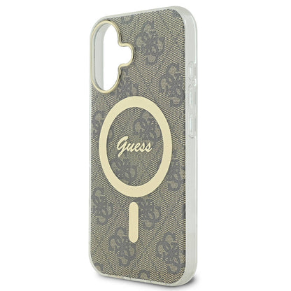 iPhone 16 Plus Kılıf Guess Orijinal Lisanslı M-safe Şarj Özellikli Yazı Logolu 4G Desenli Kılıf