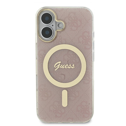 iPhone 16 Plus Kılıf Guess Orijinal Lisanslı M-safe Şarj Özellikli Yazı Logolu 4G Desenli Kılıf
