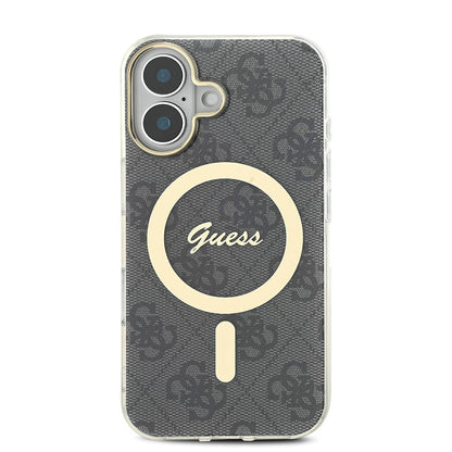 iPhone 16 Plus Kılıf Guess Orijinal Lisanslı M-safe Şarj Özellikli Yazı Logolu 4G Desenli Kılıf