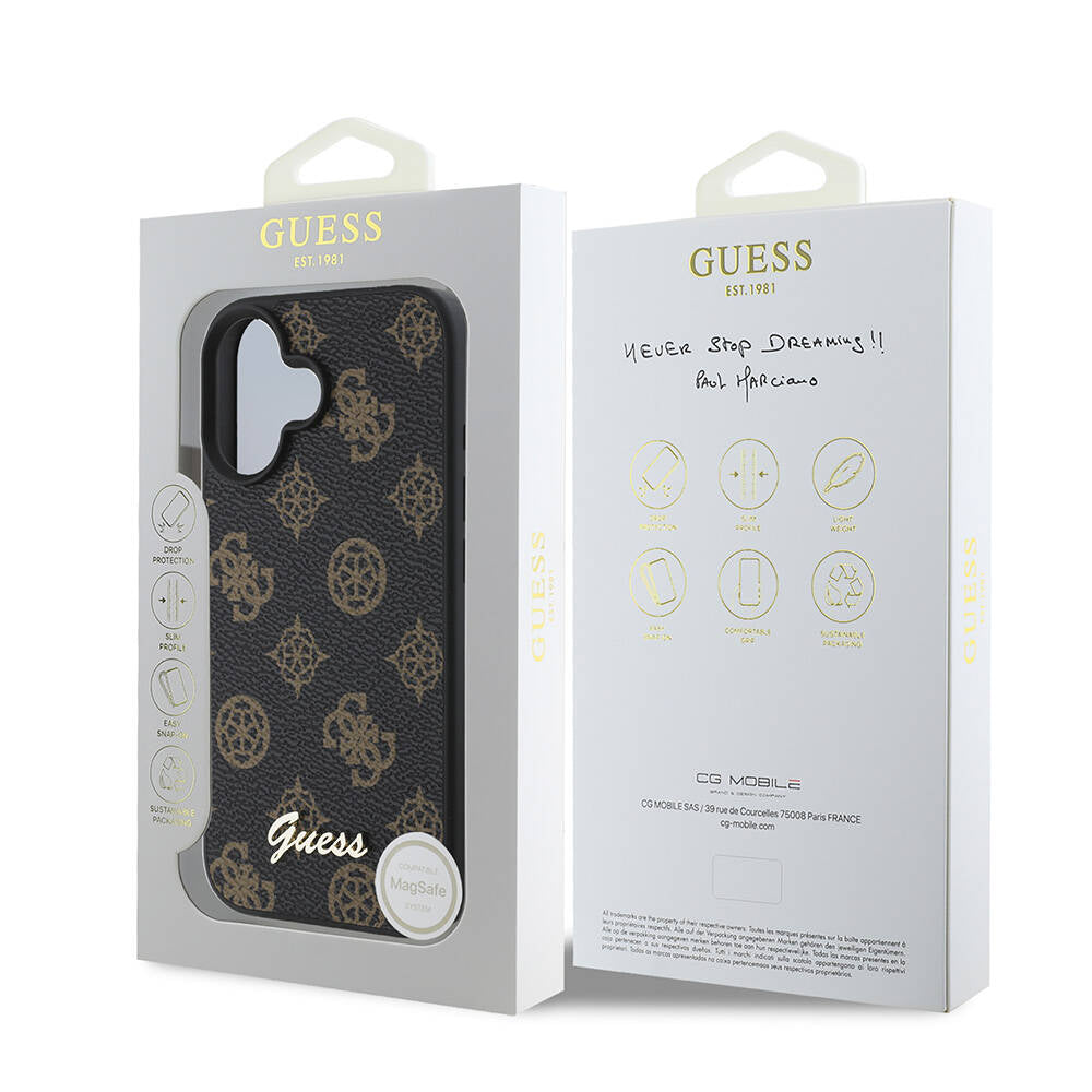 iPhone 16 Plus Kılıf Guess Orijinal Lisanslı M-safe Şarj Özellikli Yazı Logolu Peony Kılıf