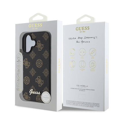 iPhone 16 Plus Kılıf Guess Orijinal Lisanslı M-safe Şarj Özellikli Yazı Logolu Peony Kılıf