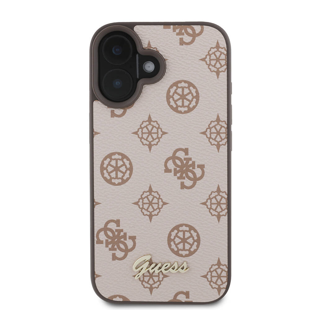 iPhone 16 Plus Kılıf Guess Orijinal Lisanslı M-safe Şarj Özellikli Yazı Logolu Peony Kılıf