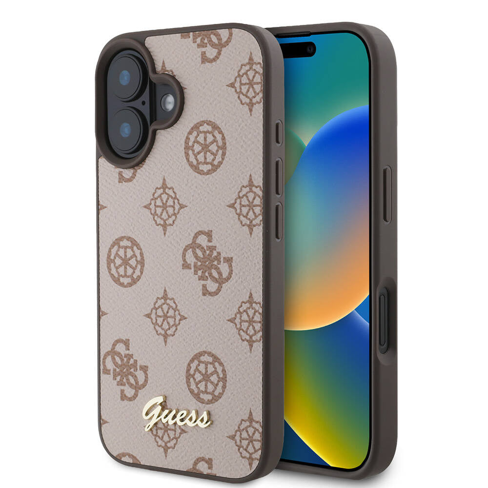 iPhone 16 Plus Kılıf Guess Orijinal Lisanslı M-safe Şarj Özellikli Yazı Logolu Peony Kılıf