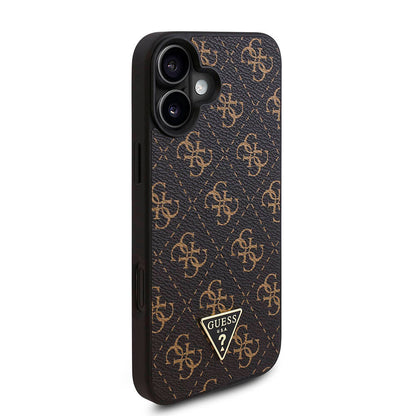 iPhone 16 Plus Kılıf Guess Orijinal Lisanslı PU Deri 4G Desenli Üçgen Logolu Kılıf