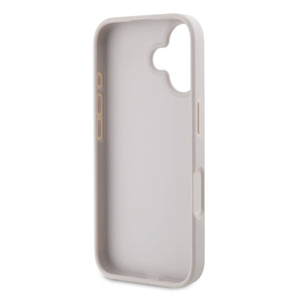 iPhone 16 Plus Kılıf Guess Orijinal Lisanslı PU Deri Taşlı Metal Üçgen Logolu Çapraz Vücut Askılı 4G Desenli Kılıf