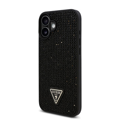 iPhone 16 Plus Kılıf Guess Orijinal Lisanslı Taşlı Arka Yüzey Üçgen Logolu Kılıf