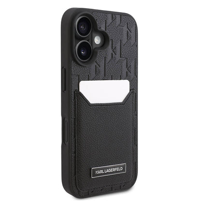 iPhone 16 Plus Kılıf Karl Lagerfeld Orijinal Lisanslı Kartlıklı Cardslot Monogram Kılıf