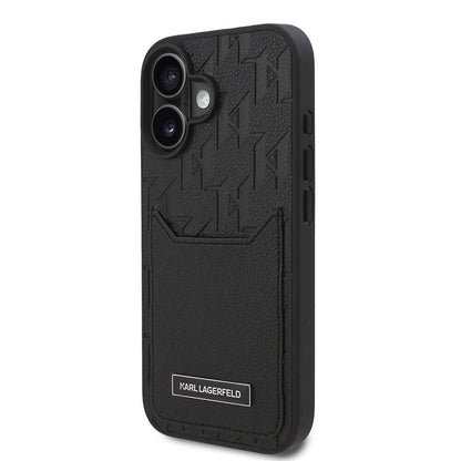 iPhone 16 Plus Kılıf Karl Lagerfeld orijinal Lisanslı Kartlıklı Cardslot Monogram Kılıf