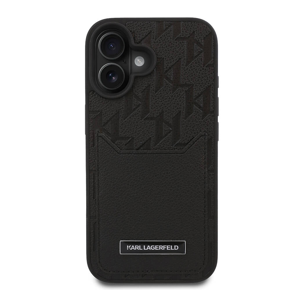 iPhone 16 Plus Kılıf Karl Lagerfeld orijinal Lisanslı Kartlıklı Cardslot Monogram Kılıf