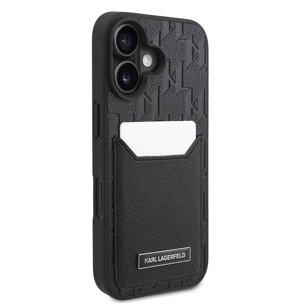 iPhone 16 Plus Kılıf Karl Lagerfeld orijinal Lisanslı Kartlıklı Cardslot Monogram Kılıf