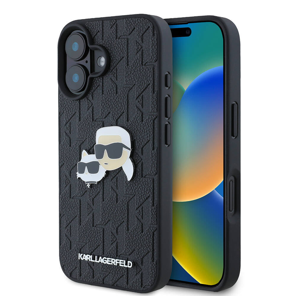 iPhone 16 Plus Kılıf Karl Lagerfeld orijinal Lisanslı K&C Heads Monogram Pin Kılıf