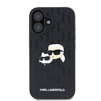 iPhone 16 Plus Kılıf Karl Lagerfeld orijinal Lisanslı K&C Heads Monogram Pin Kılıf