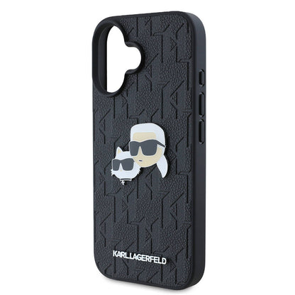 iPhone 16 Plus Kılıf Karl Lagerfeld orijinal Lisanslı K&C Heads Monogram Pin Kılıf
