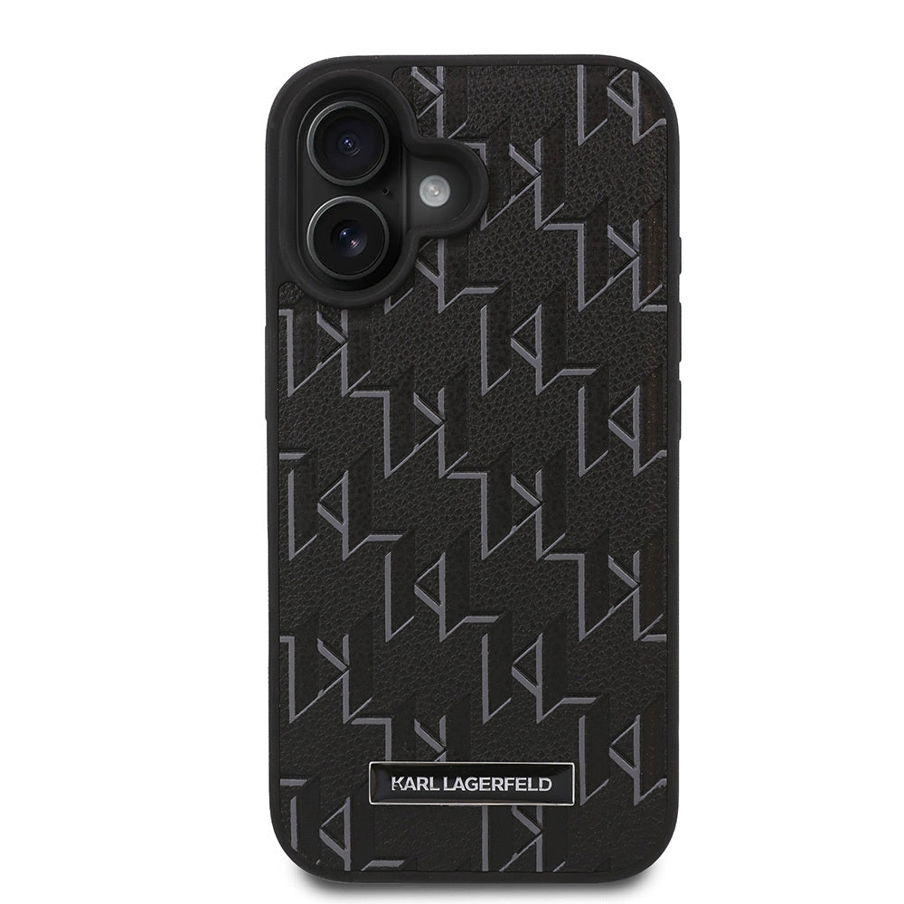 iPhone 16 Plus Kılıf Karl Lagerfeld orijinal Lisanslı M-safe Şarj Özellikli KL Yazılı Hot Stamp Kılıf