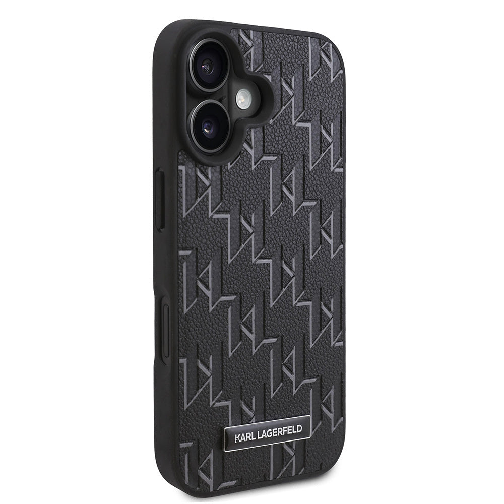 iPhone 16 Plus Kılıf Karl Lagerfeld orijinal Lisanslı M-safe Şarj Özellikli KL Yazılı Hot Stamp Kılıf