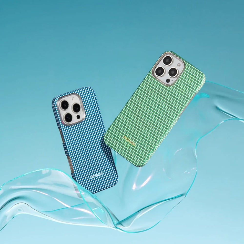 iPhone 16 Plus Kılıf M-safe Şarj Özellikli Aramid Fiber Pitaka Ultra-Slim Classic Serisi Ocean Blue Kılıf