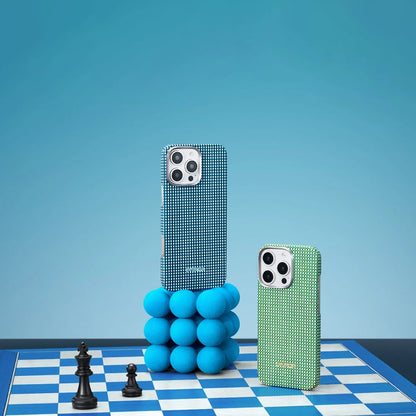 iPhone 16 Plus Kılıf M-safe Şarj Özellikli Aramid Fiber Pitaka Ultra-Slim Classic Serisi Ocean Blue Kılıf