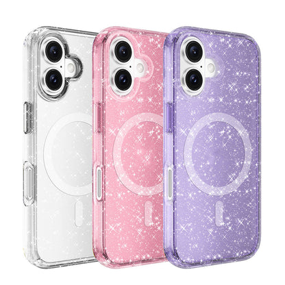 iPhone 16 Plus Kılıf M-safe Şarj Özellikli Parlayan Simli Saydam Renkli Zore Allstar Kılıf