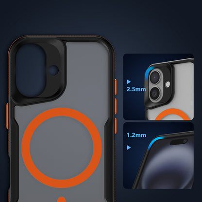 iPhone 16 Plus Kılıf M-safe Şarj Özellikli Renkli Kenar Airbag Şeritli Zore Lamer Kılıf