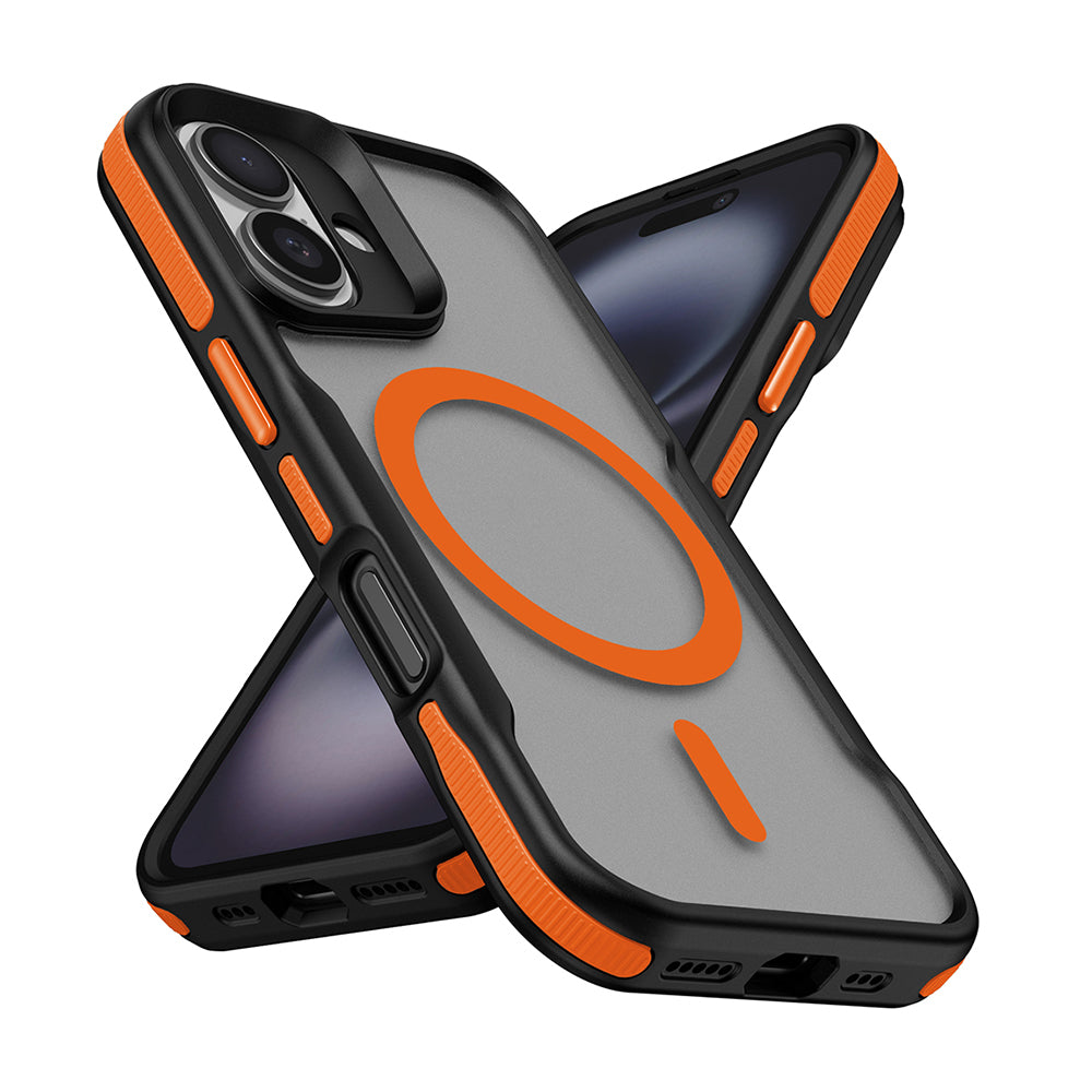 iPhone 16 Plus Kılıf M-safe Şarj Özellikli Renkli Kenar Airbag Şeritli Zore Lamer Kılıf